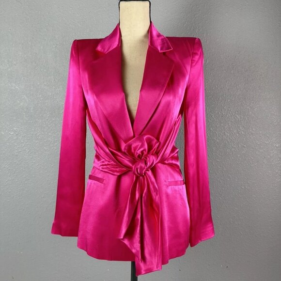 Zara Fuchsia Tie-Front Blazer (M) - Picture 2 of 6